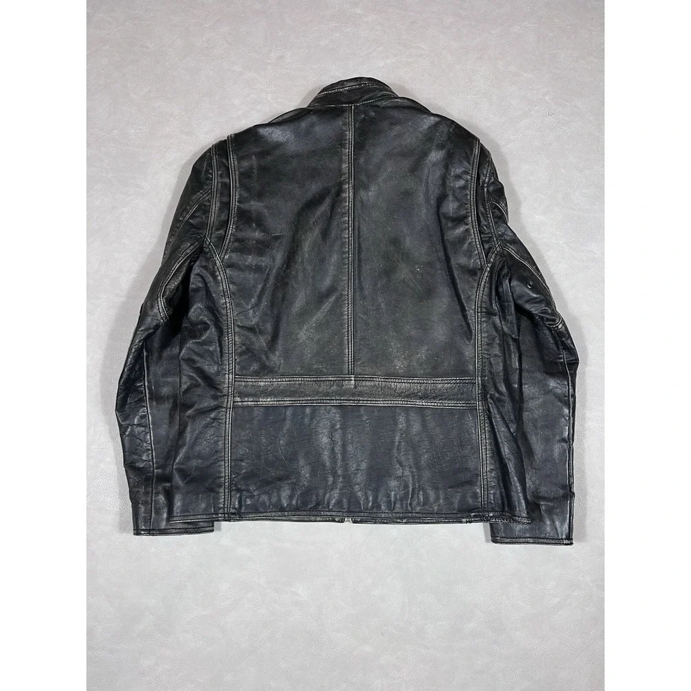 Marc New York by Andrew Marc Distressed Heavy Leather Jacket Men's Size Large